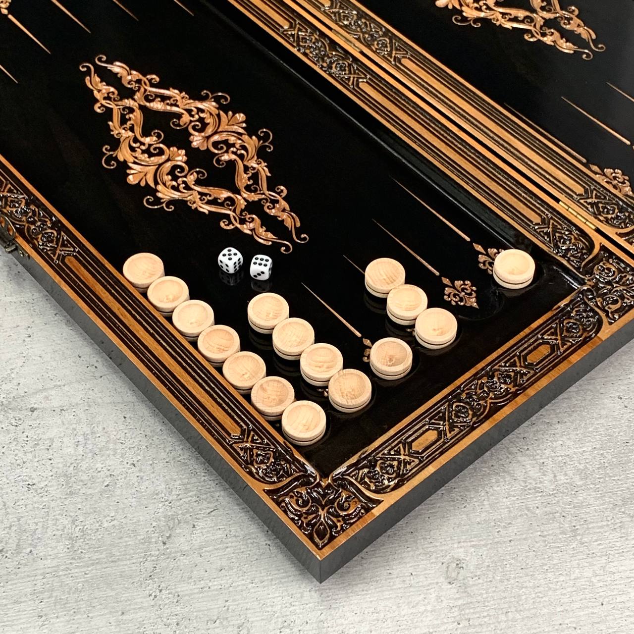 Wooden backgammon board game set "Dragon" Gift-ready