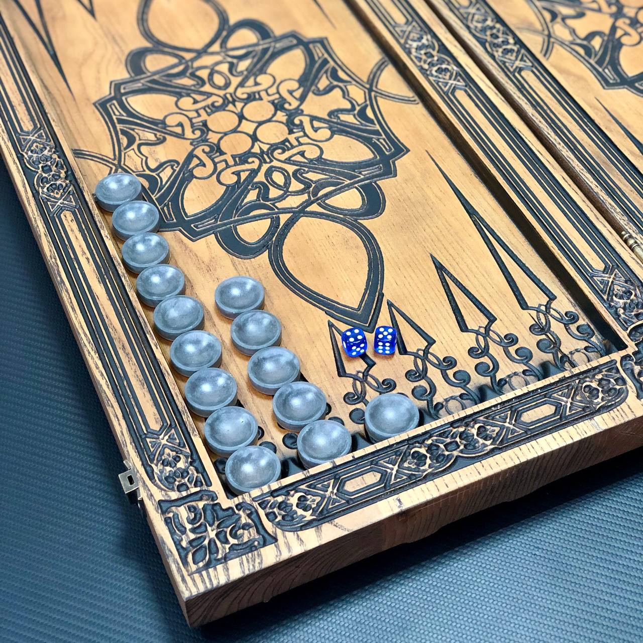 Wooden Backgammon "Star and Pistols" – Brutal Style & Uncompromising Quality Gift-ready