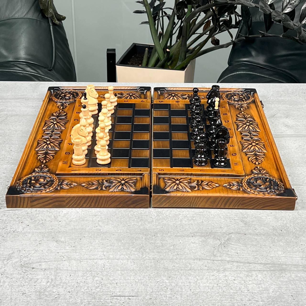 Lion Wooden Chess Set