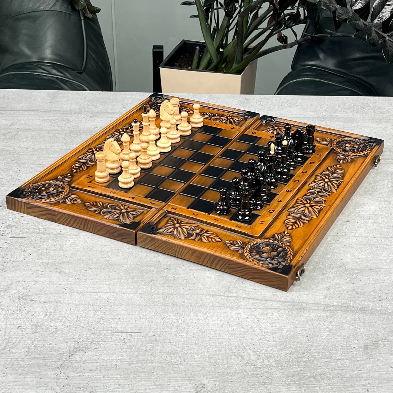 Lion Wooden Chess Set
