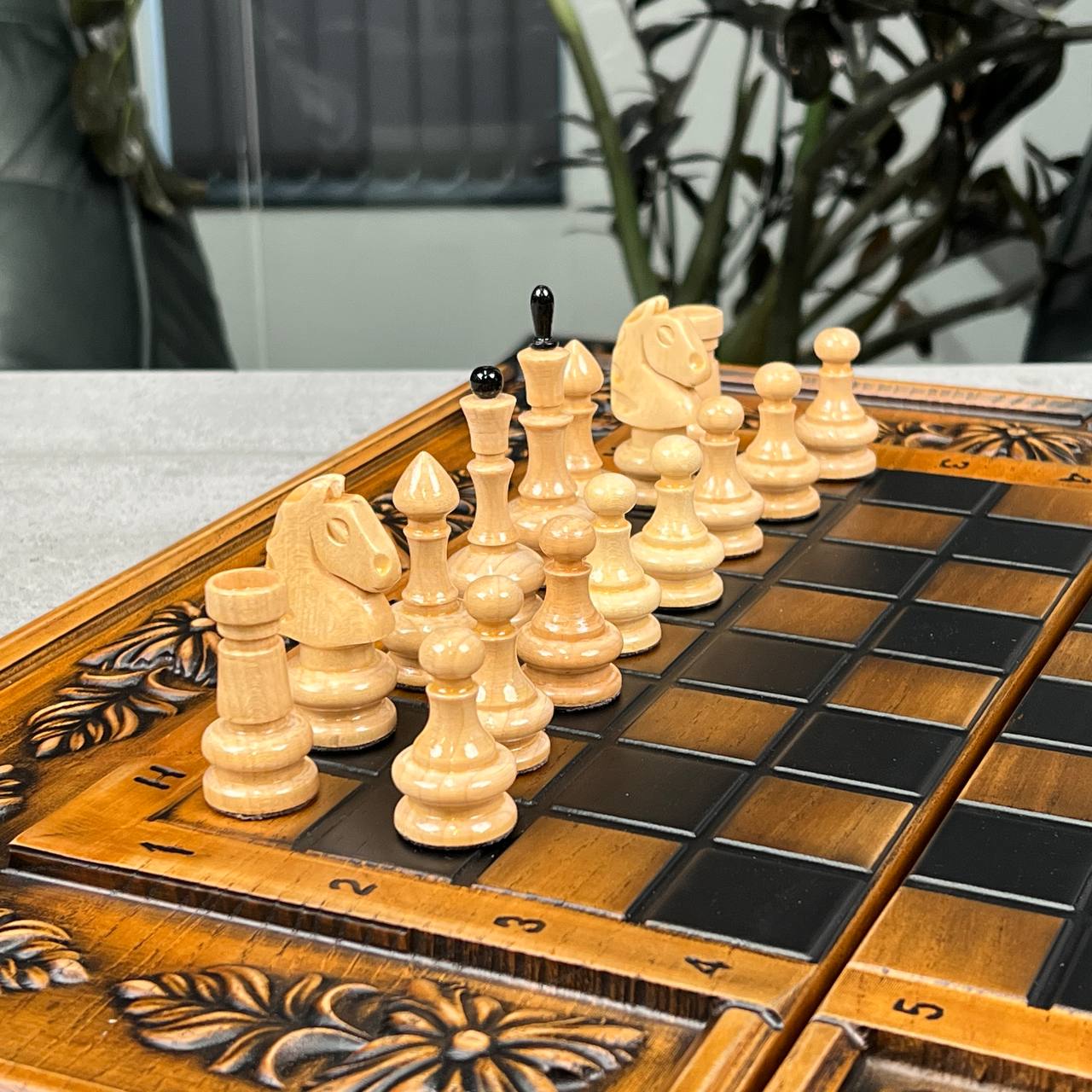 Lion Wooden Chess Set