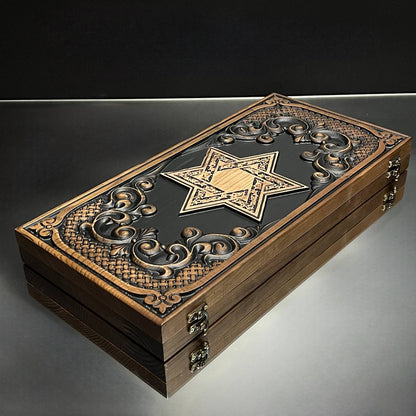 Star of David Wooden Backgammon Board – Premium Carved Edition