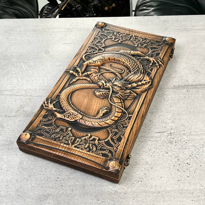 Backgammon en bois, backgammon sculpté personnalisé avec Lion, jeu de backgammon, cadeau pour lui, jeu de backgammon personnalisé