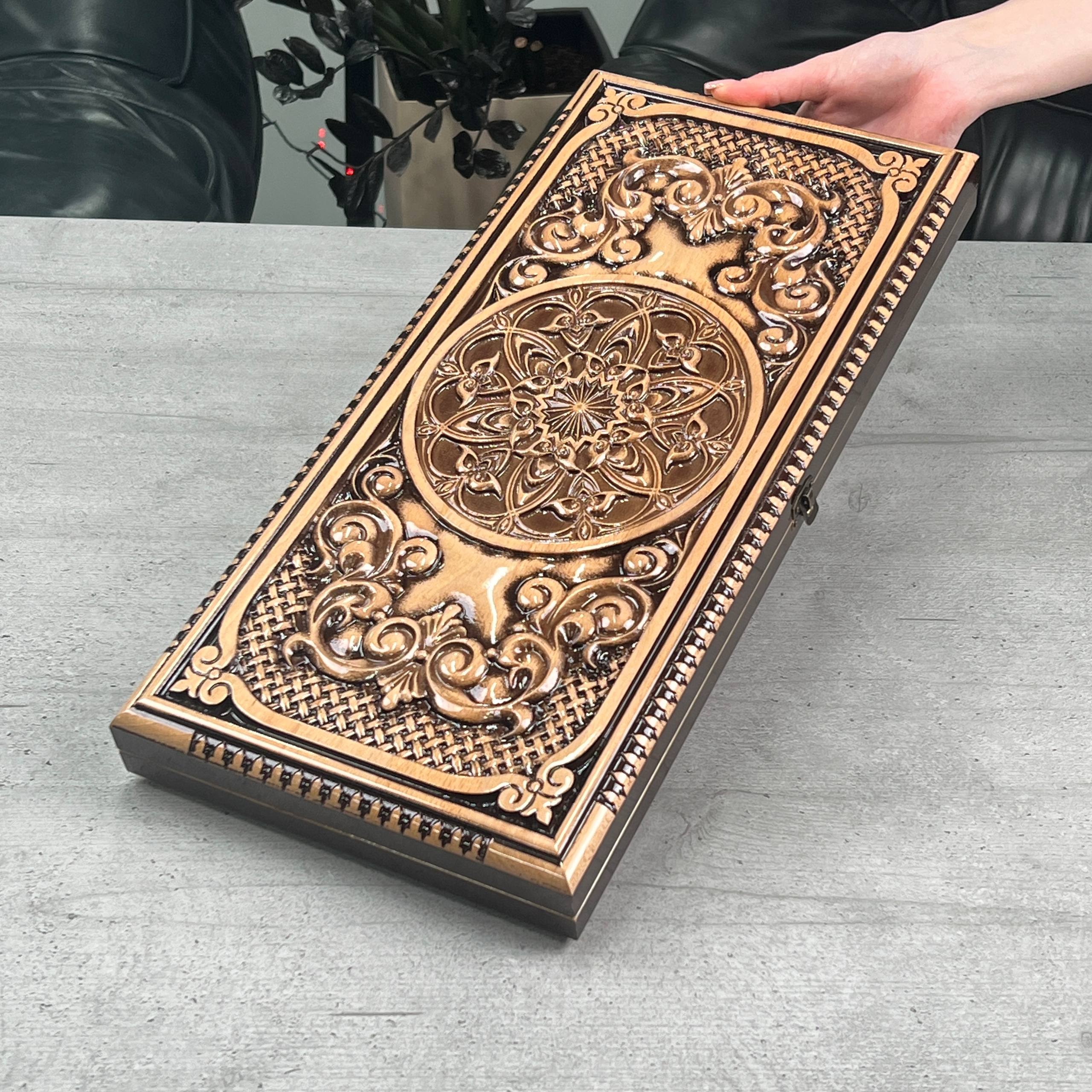 Jeu de backgammon en bois, 50×23 cm, beau design classique, prêt à offrir