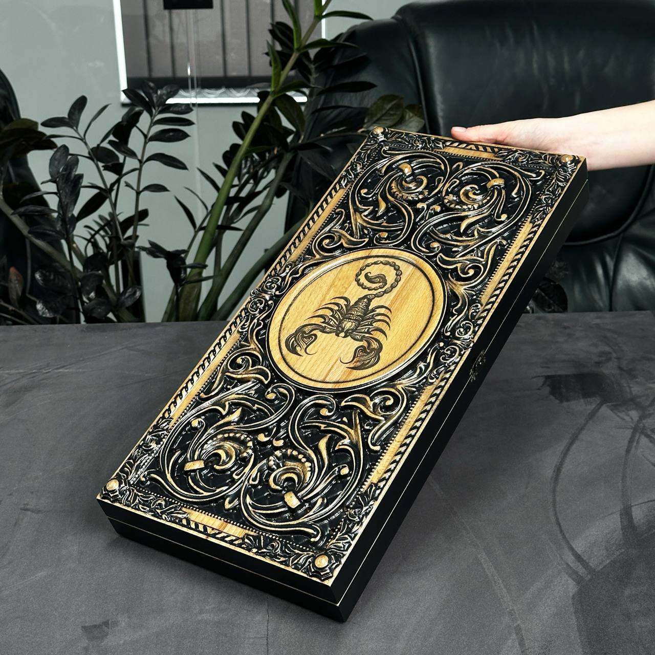 Wooden Backgammon "Scorpion" Customized and Gift-ready