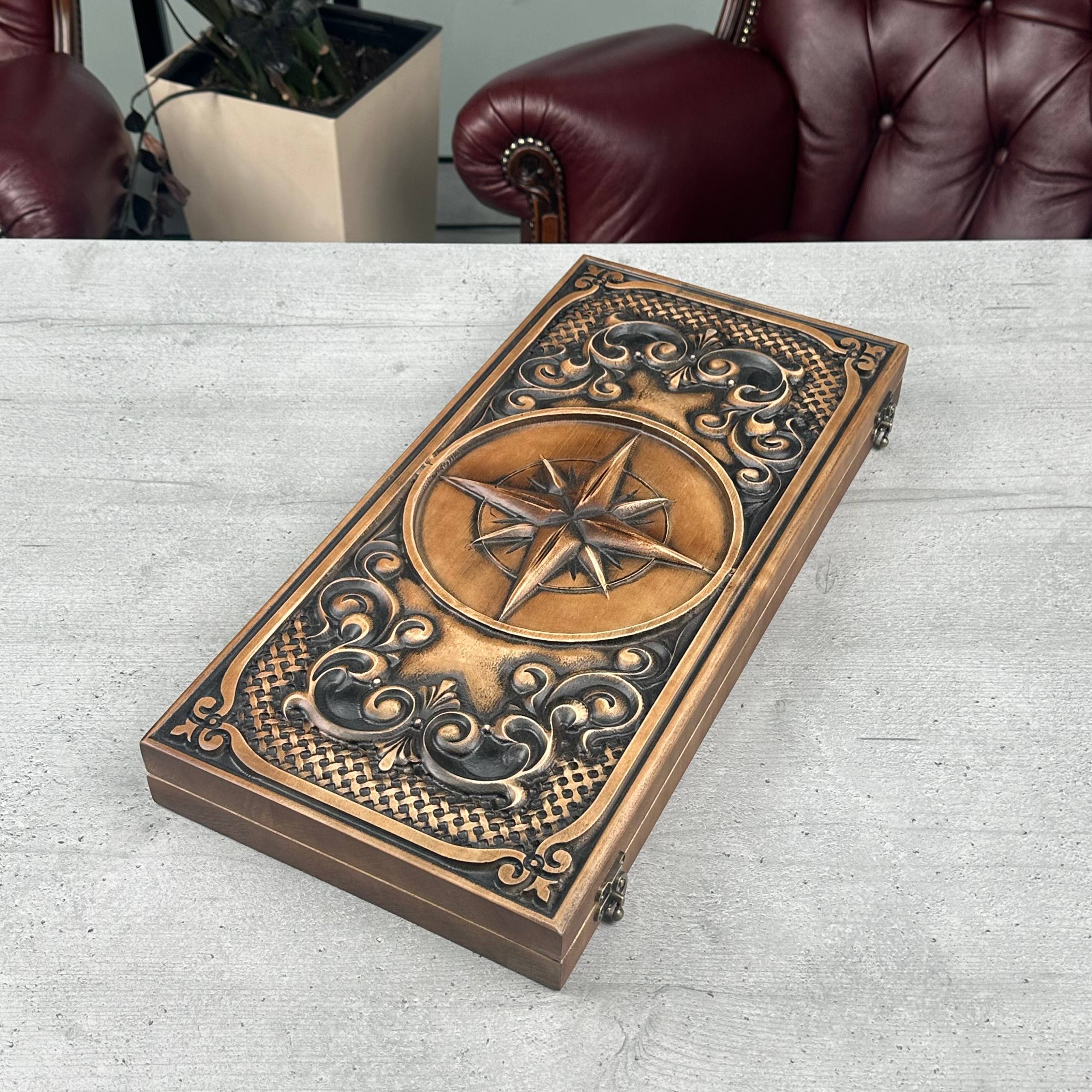 Holz-Backgammon „Drache“, 64×31×8cm, Art. 190169 