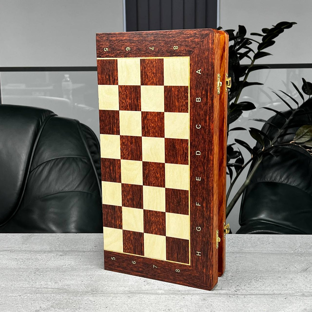 Jeu d'échecs imitation marbre (29 x 29 cm), jeu d'échecs en bois. Prêt à offrir. Réf. 198027