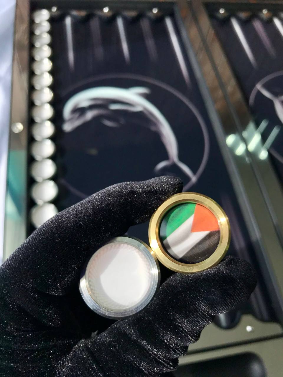 Set mit Damesteinen, individuelle Chips für Backgammonbrett, personalisierte Damesteine