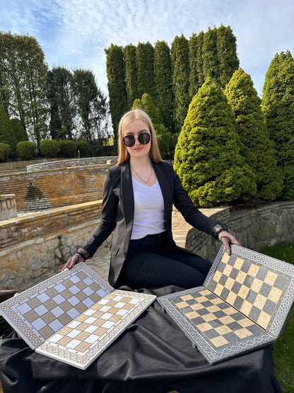 Acrylic stone chess Set 47*24cm: A Luxurious Gift for True Connoisseurs. Gift-ready