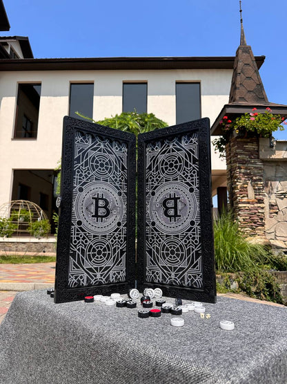 Luxuriöses Backgammon-Set aus schwarzem Acrylstein – Exklusive, handgefertigte Eleganz, geschenkfertig