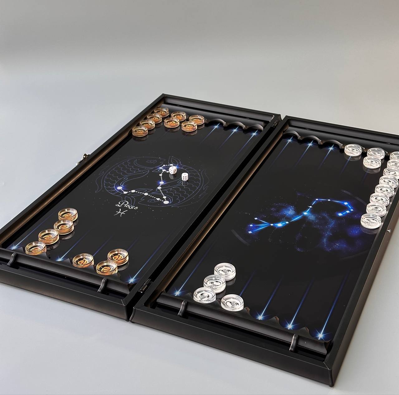 Backgammon-Set aus Glas, Backgammon-Brett, Geschenk für den Chef, personalisiertes Backgammon-Brett, Backgammon-Brett aus Glas