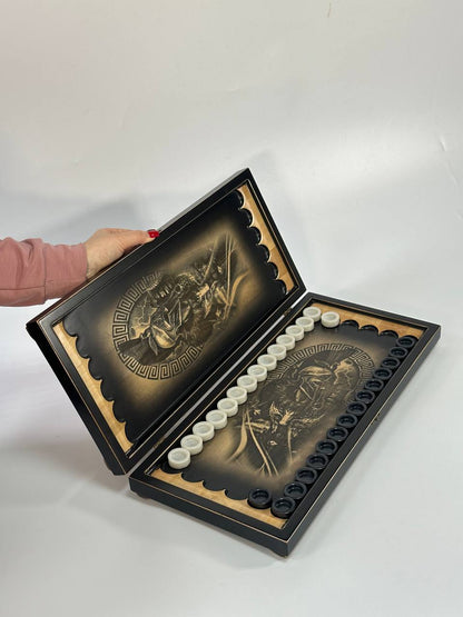 Luxury Wooden Backgammon “Legionnaire” – Compact 50×23 cm Game Set Gift-ready | Free Global Delivery