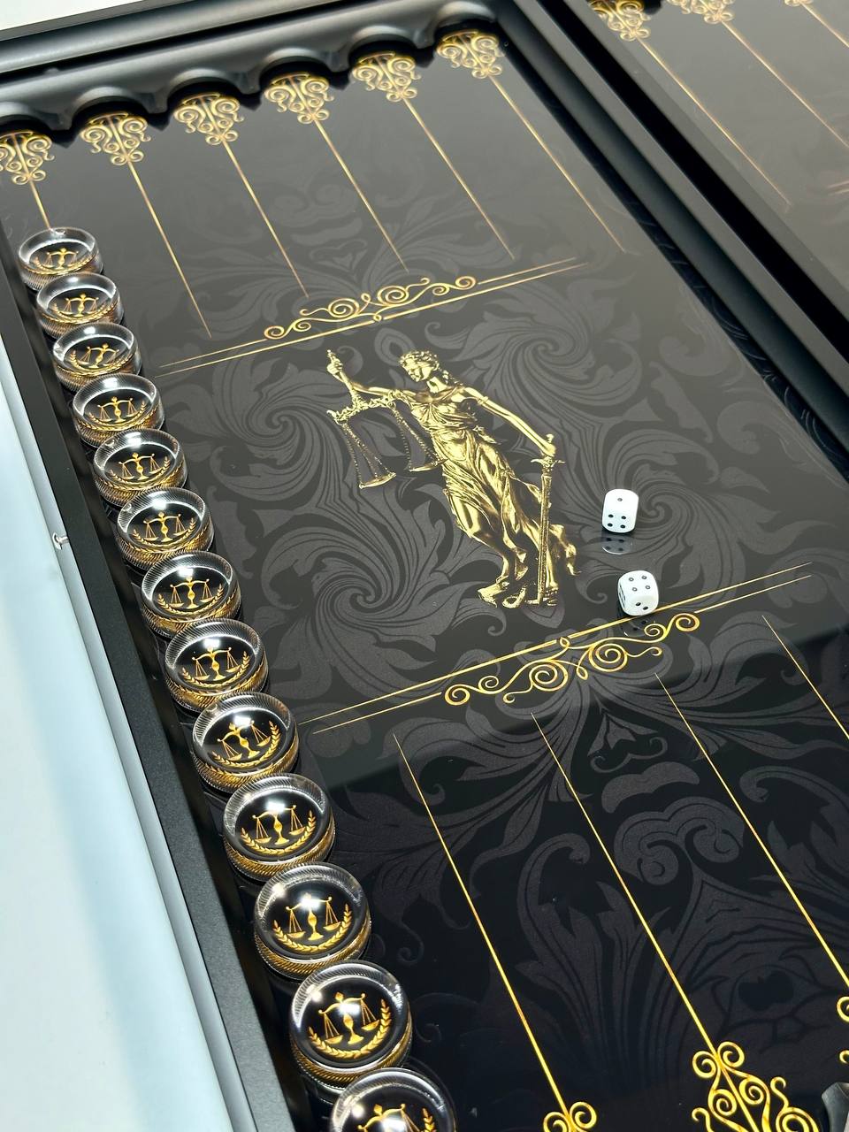 Femida Glass Backgammon Set – The Perfect Gift for Lawyers, Gift-ready.