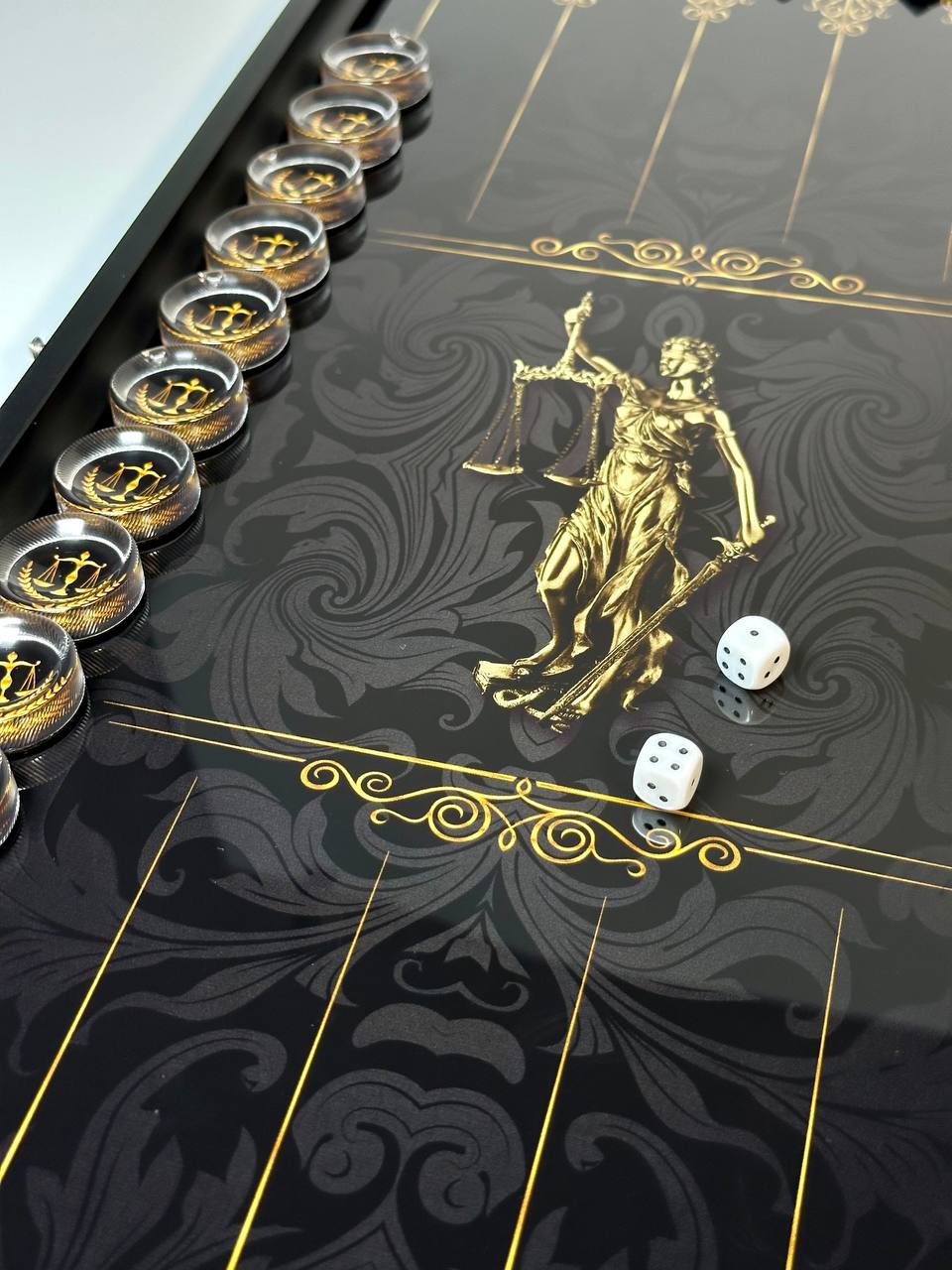 Femida Glass Backgammon Set – The Perfect Gift for Lawyers, Gift-ready.