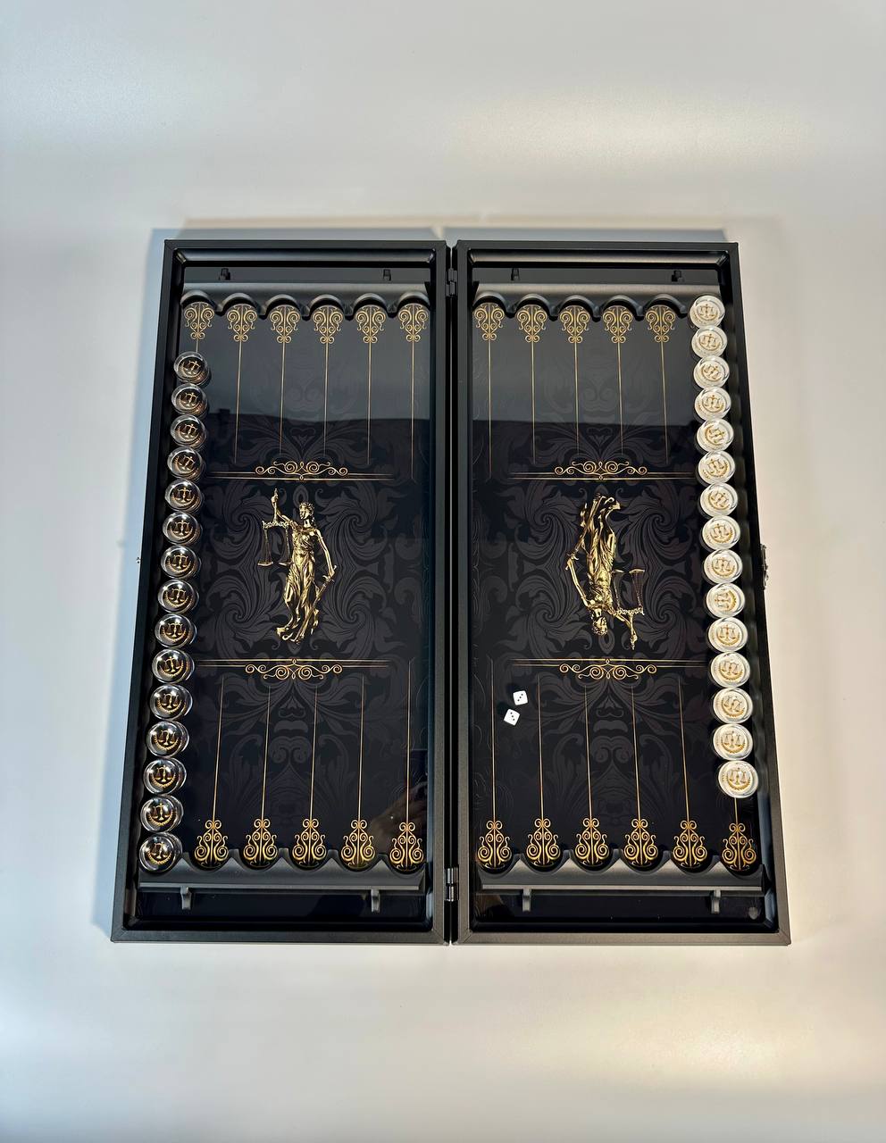 Femida Glass Backgammon Set – The Perfect Gift for Lawyers, Gift-ready.