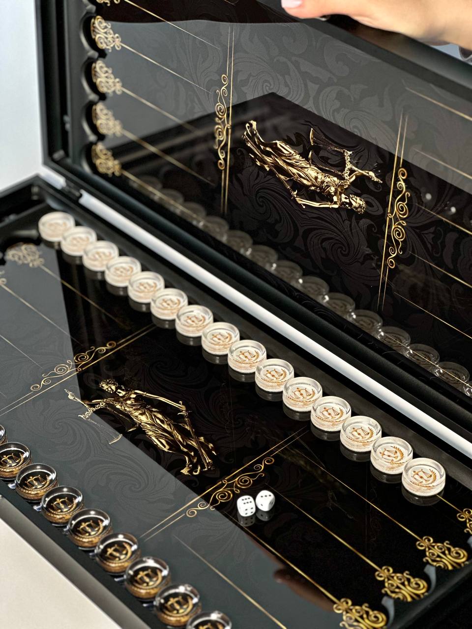 Femida Glass Backgammon Set – The Perfect Gift for Lawyers, Gift-ready.