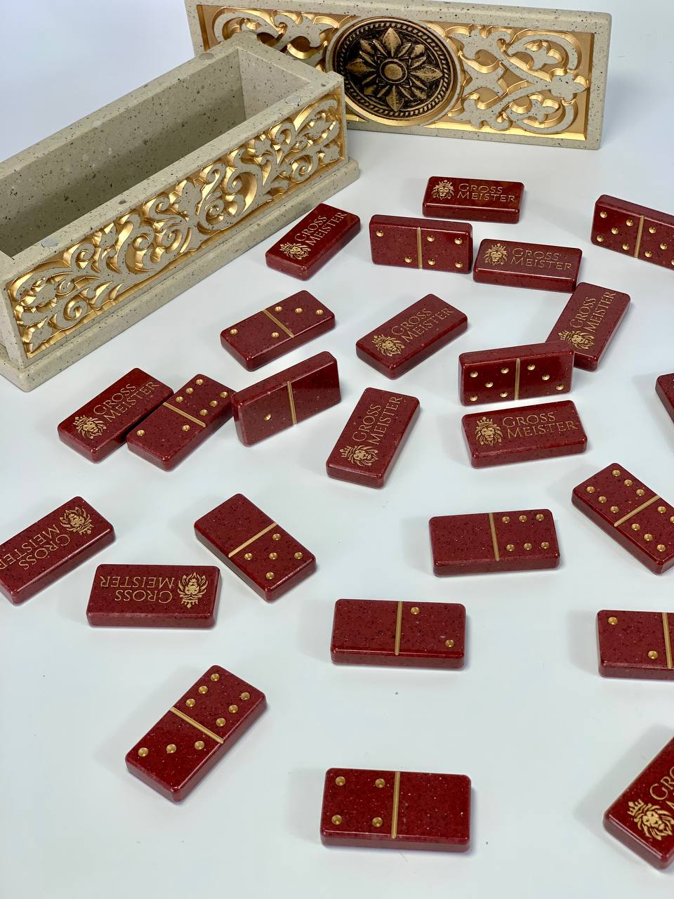 Personalized Stone Dominoes set, art. 400014, Stone domino in a storage box, Gift for dad, Stylish dominoes set