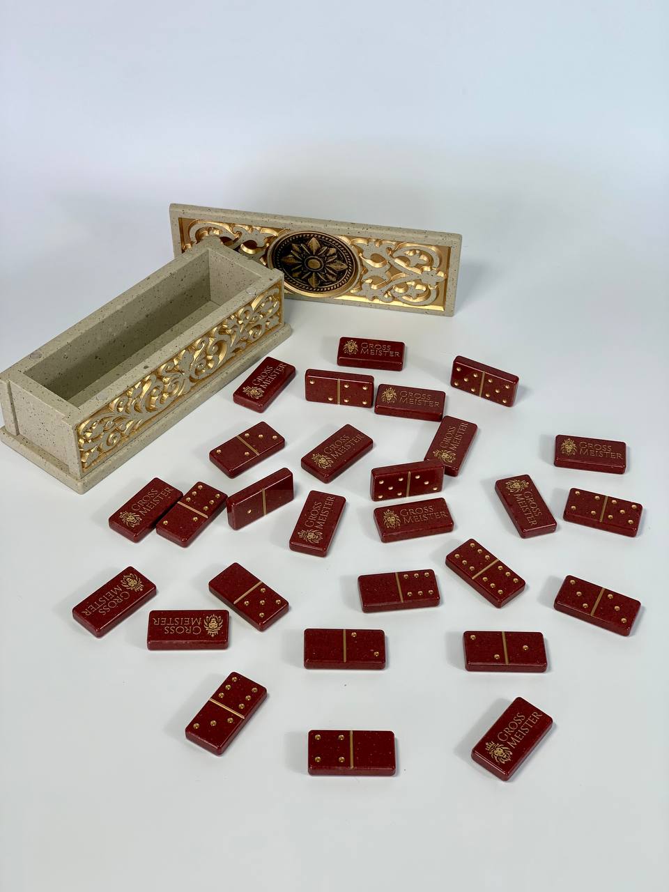 Personalized Stone Dominoes set, art. 400014, Stone domino in a storage box, Gift for dad, Stylish dominoes set