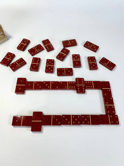 Personalized Stone Dominoes set, art. 400014, Stone domino in a storage box, Gift for dad, Stylish dominoes set