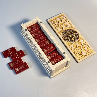 Personalized Stone Dominoes set, art. 400014, Stone domino in a storage box, Gift for dad, Stylish dominoes set