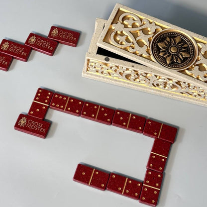 Personalized Stone Dominoes set, art. 400014, Stone domino in a storage box, Gift for dad, Stylish dominoes set