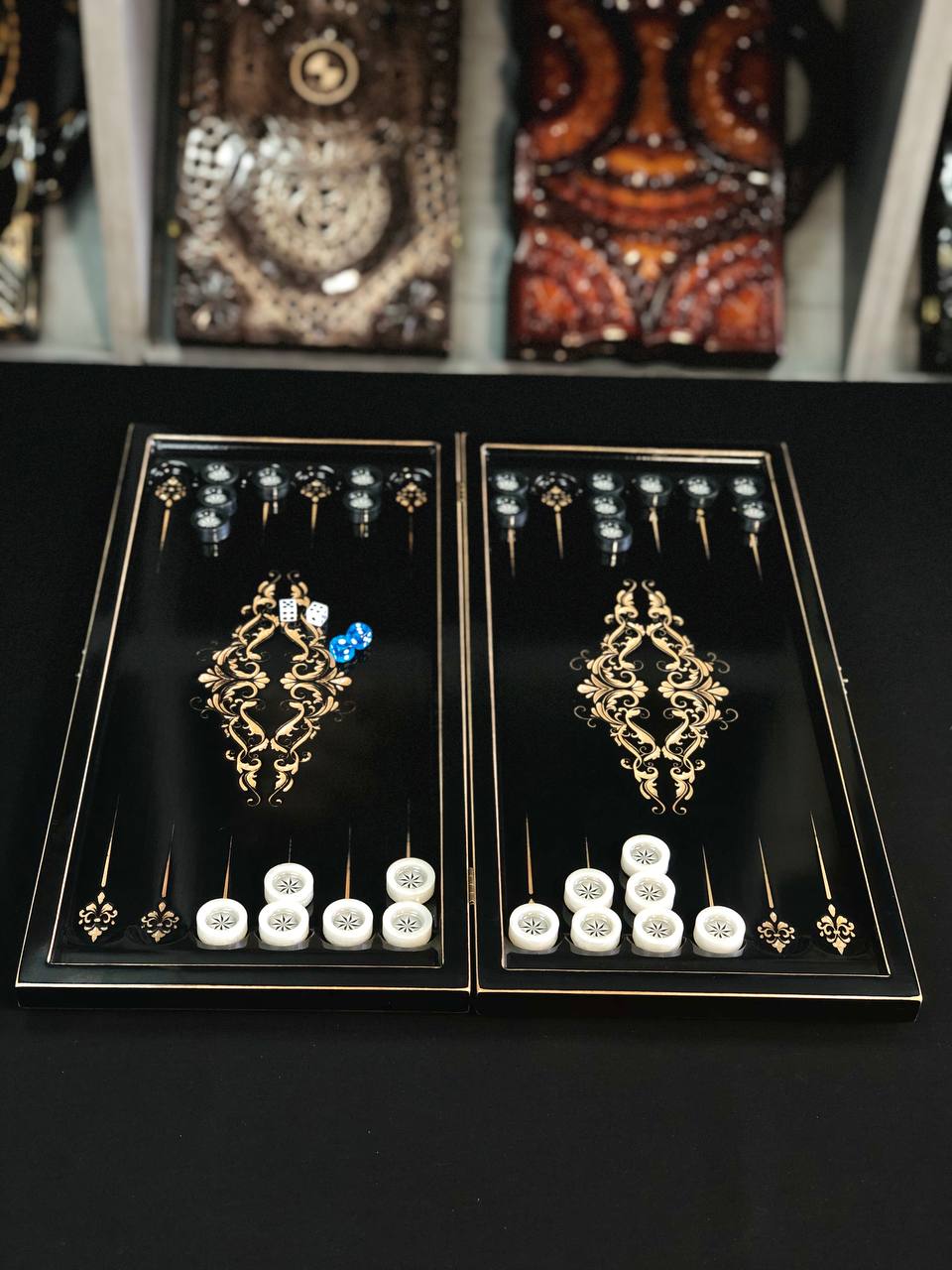Prestigious Handmade Wooden Backgammon Board, 50*23cm, Crafted from High-Quality Basswood, Gift-ready