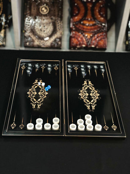 Prestigious Handmade Wooden Backgammon Board, 50*23cm, Crafted from High-Quality Basswood, Gift-ready