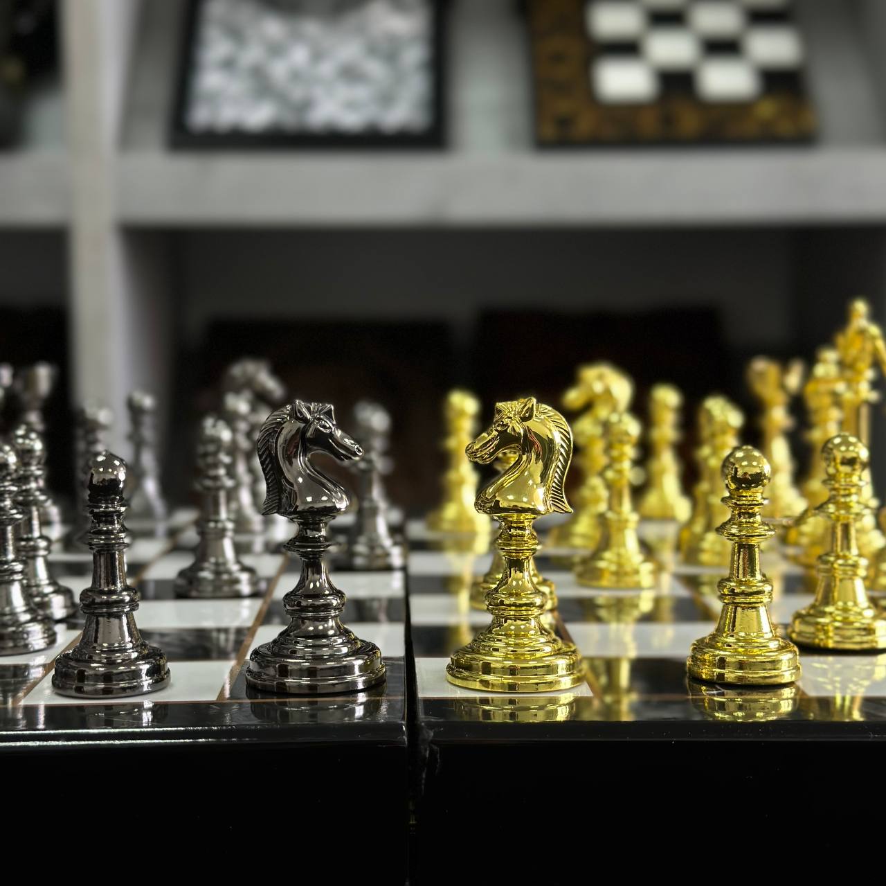 Jeu d'échecs imitation marbre (39 x 19 cm), jeu d'échecs en bois. Prêt à offrir. Réf. 198026