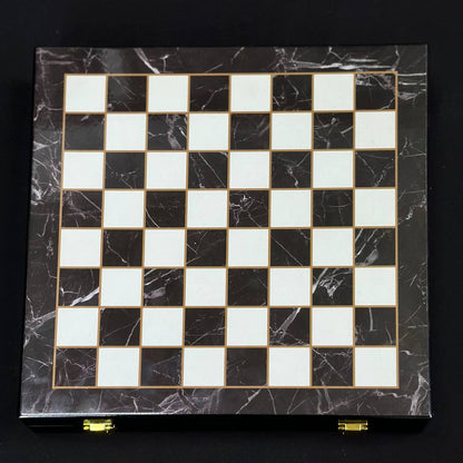 Chess Set with Imitation Marble (29x29 cm), Wooden chess set. Gift-ready. Art. 198027