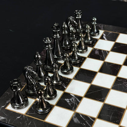 Chess Set with Imitation Marble (29x29 cm), Wooden chess set. Gift-ready. Art. 198027