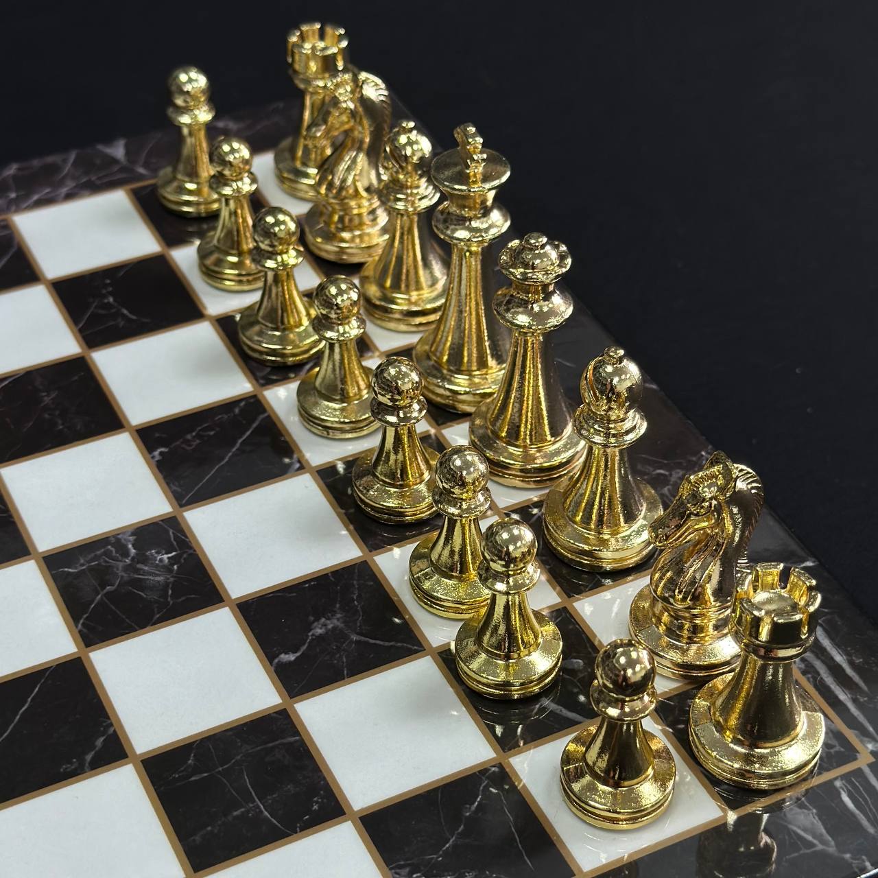 Chess Set with Imitation Marble (29x29 cm), Wooden chess set. Gift-ready. Art. 198027