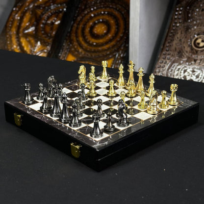 Chess Set with Imitation Marble (29x29 cm), Wooden chess set. Gift-ready. Art. 198027