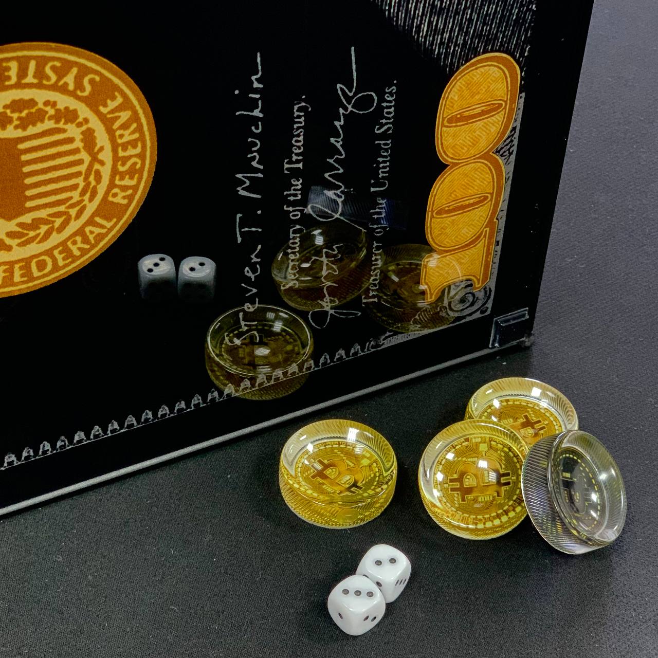 Backgammon en verre « Black Dollar » – Exquis, original, personnalisable, prêt à offrir