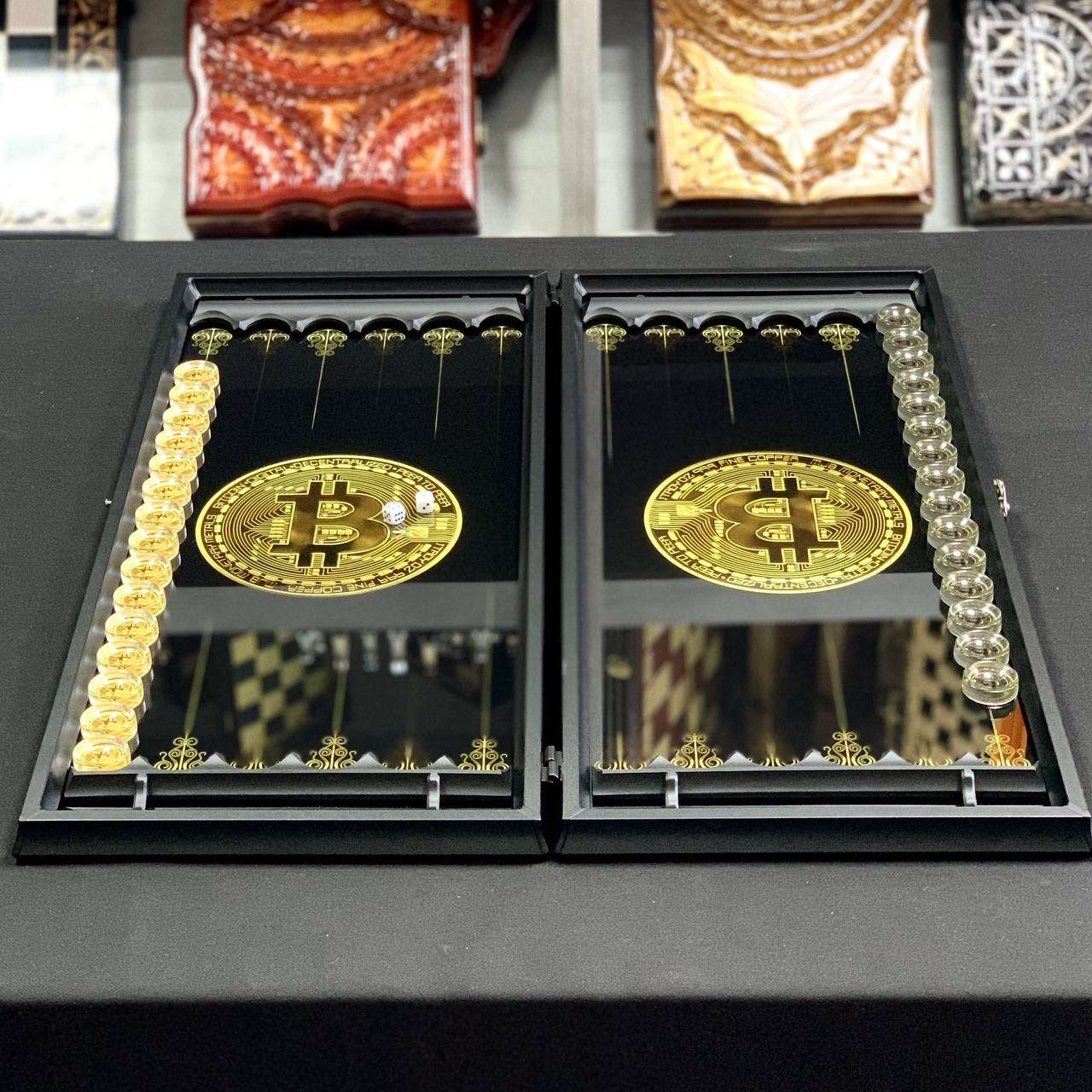 Backgammon en verre « Black Dollar » – Exquis, original, personnalisable, prêt à offrir