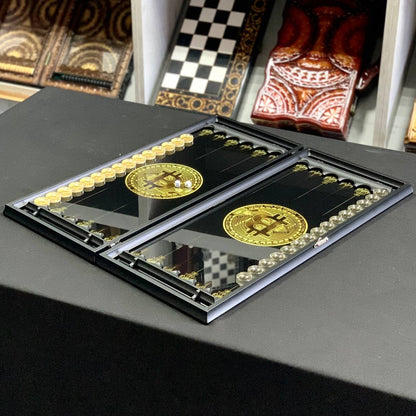 Backgammon en verre « Black Dollar » – Exquis, original, personnalisable, prêt à offrir