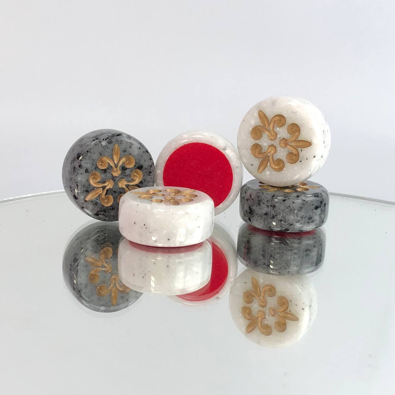 Satz Damesteine ​​aus Acrylstein 27 mm, Chips für Backgammon, Damespiel.