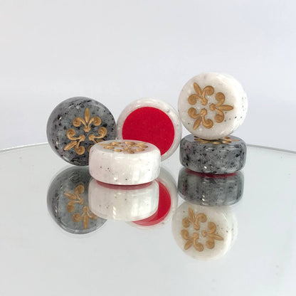 Satz Damesteine ​​aus Acrylstein 27 mm, Chips für Backgammon, Damespiel.