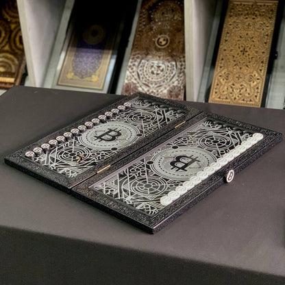 Luxuriöses Backgammon-Set aus schwarzem Acrylstein – Exklusive, handgefertigte Eleganz, geschenkfertig
