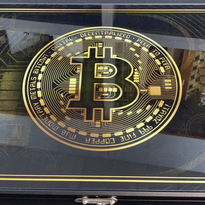 Backgammon-Brett aus Glas „Bitcoin“ 61 x 27 cm, luxuriöses Brettspielset als Geschenk