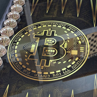 Backgammon-Brett aus Glas „Bitcoin“ 61 x 27 cm, luxuriöses Brettspielset als Geschenk