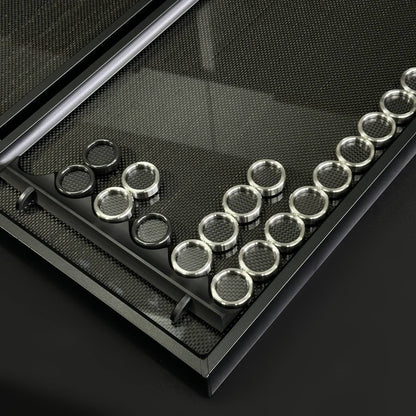 Exklusives Carbon Backgammon Set auf Aluminiumbasis, 61*26,5cm, Geschenkfertig