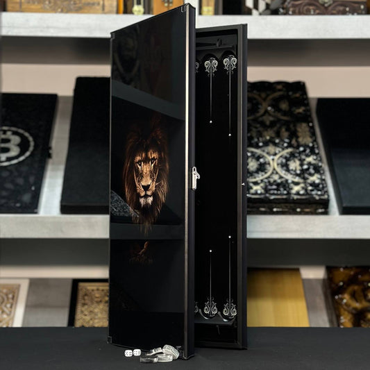 Exquisite Glass Backgammon "Lion" - 61×27 cm, Art. 250002. Customized. Gift-ready