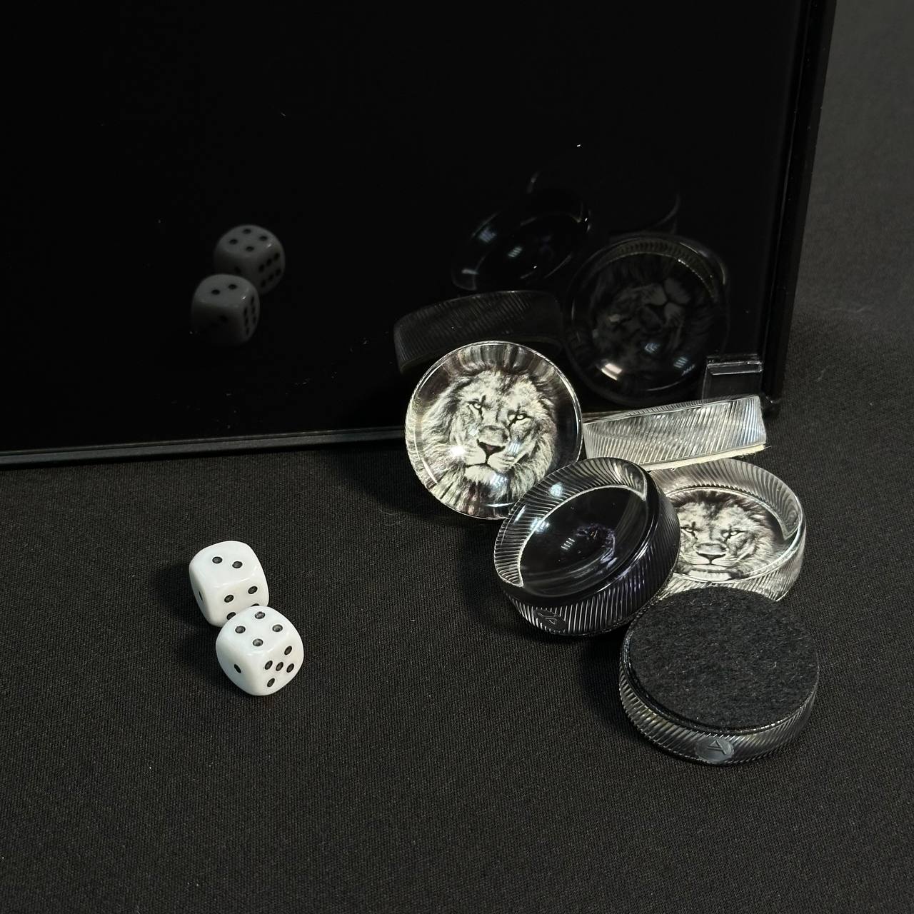 Exquisite Glass Backgammon "Lion" - 61×27 cm, Art. 250002. Customized. Gift-ready