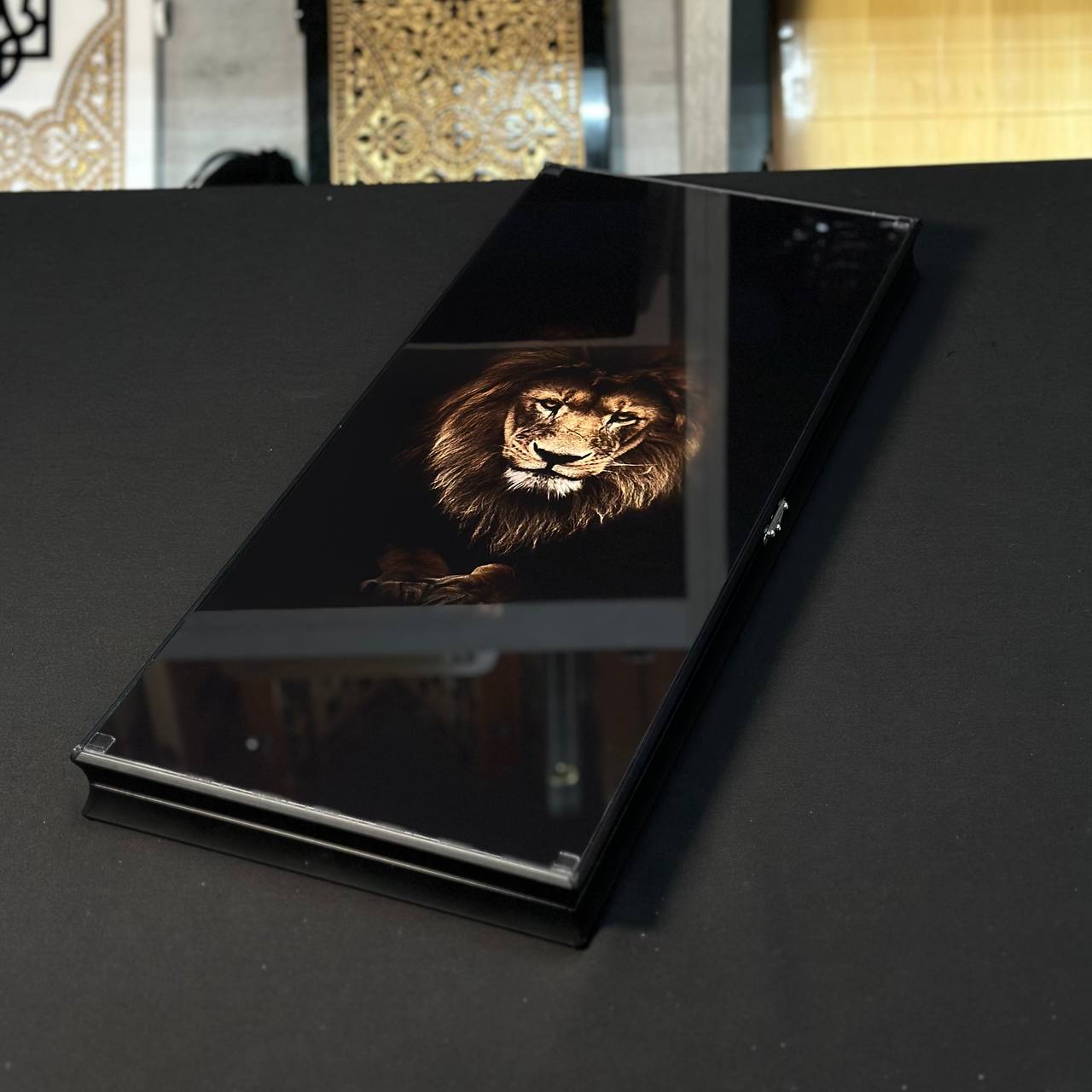 Exquisite Glass Backgammon "Lion" - 61×27 cm, Art. 250002. Customized. Gift-ready