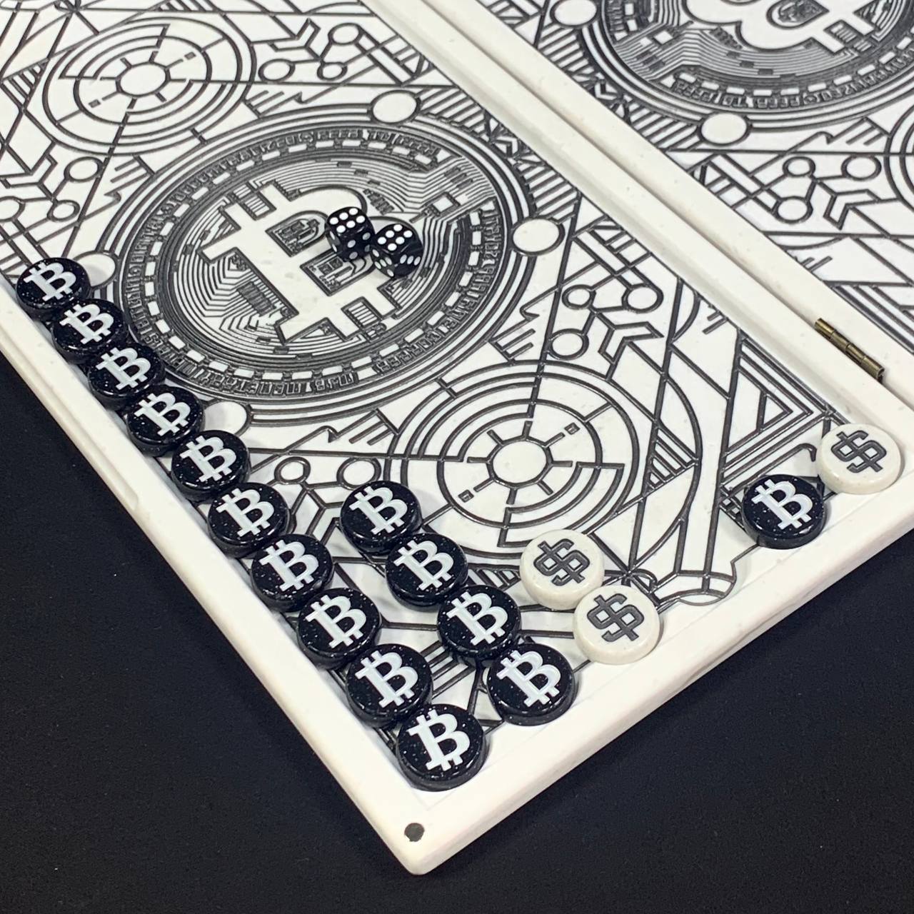 Luxuriöses handgefertigtes Backgammon-Set aus weißem Acrylstein, 36×18 cm, Art. 190656, Geschenkfertig