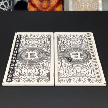 Luxuriöses handgefertigtes Backgammon-Set aus weißem Acrylstein, 36×18 cm, Art. 190656, Geschenkfertig