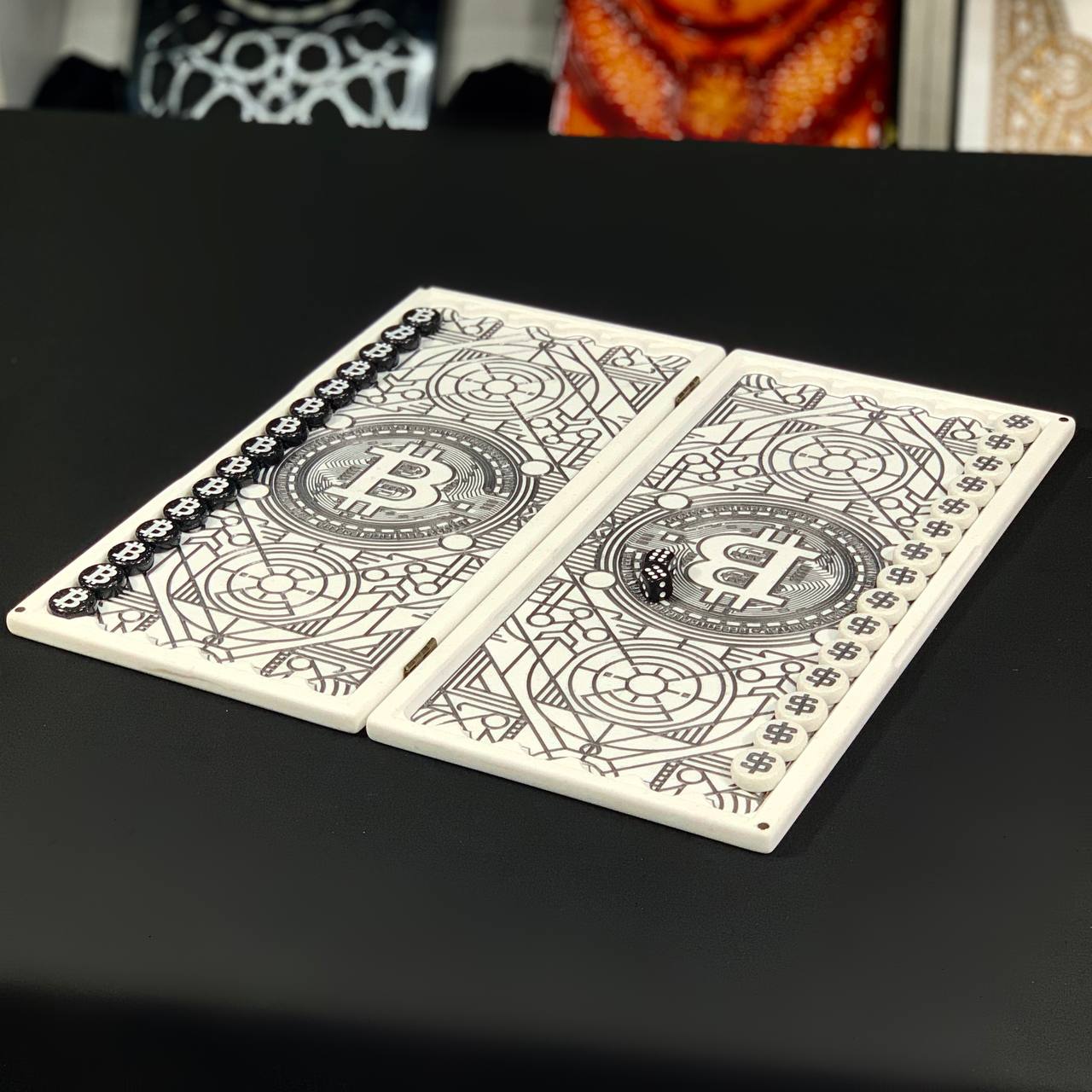 Luxuriöses handgefertigtes Backgammon-Set aus weißem Acrylstein, 36×18 cm, Art. 190656, Geschenkfertig