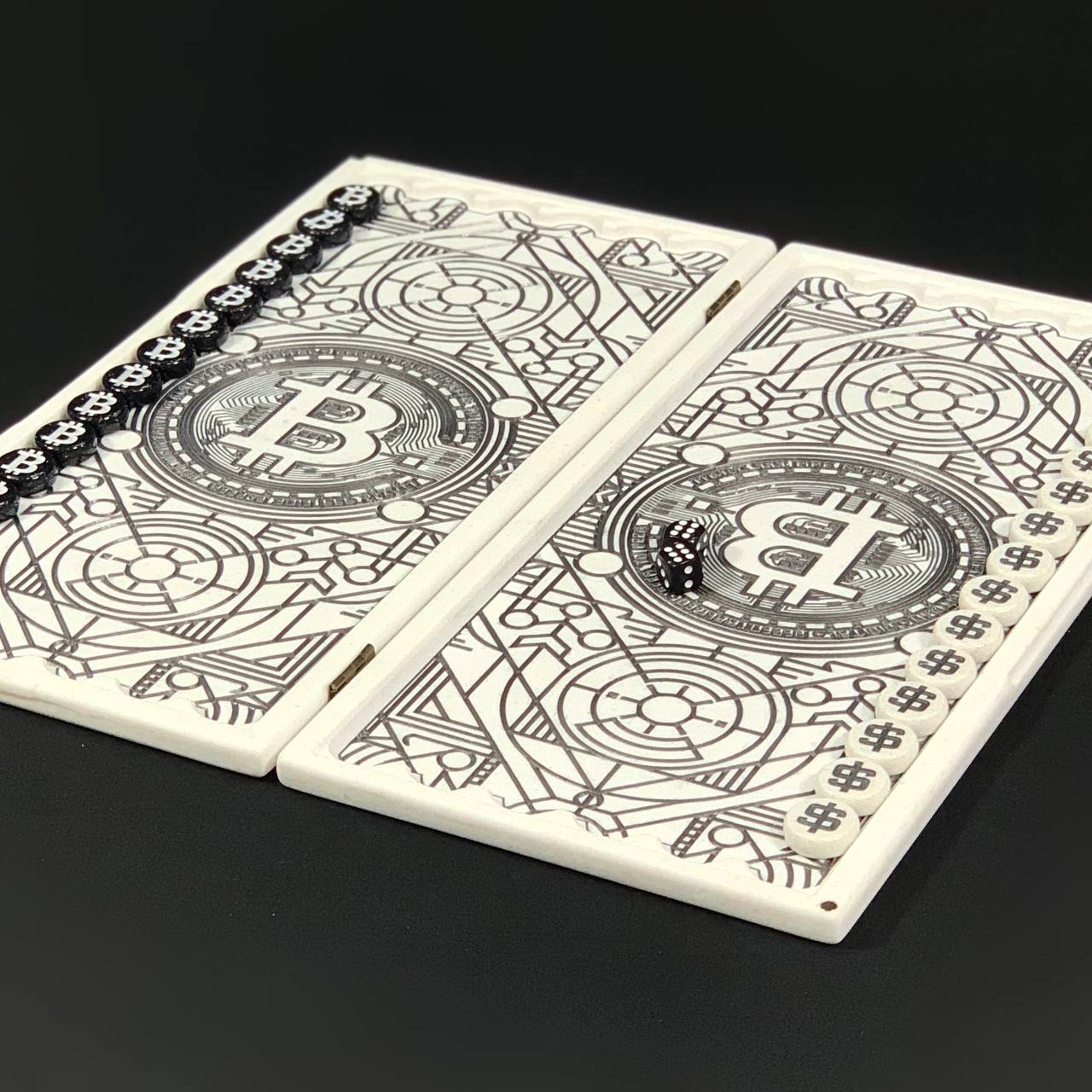 Luxuriöses handgefertigtes Backgammon-Set aus weißem Acrylstein, 36×18 cm, Art. 190656, Geschenkfertig
