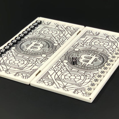 Luxuriöses handgefertigtes Backgammon-Set aus weißem Acrylstein, 36×18 cm, Art. 190656, Geschenkfertig