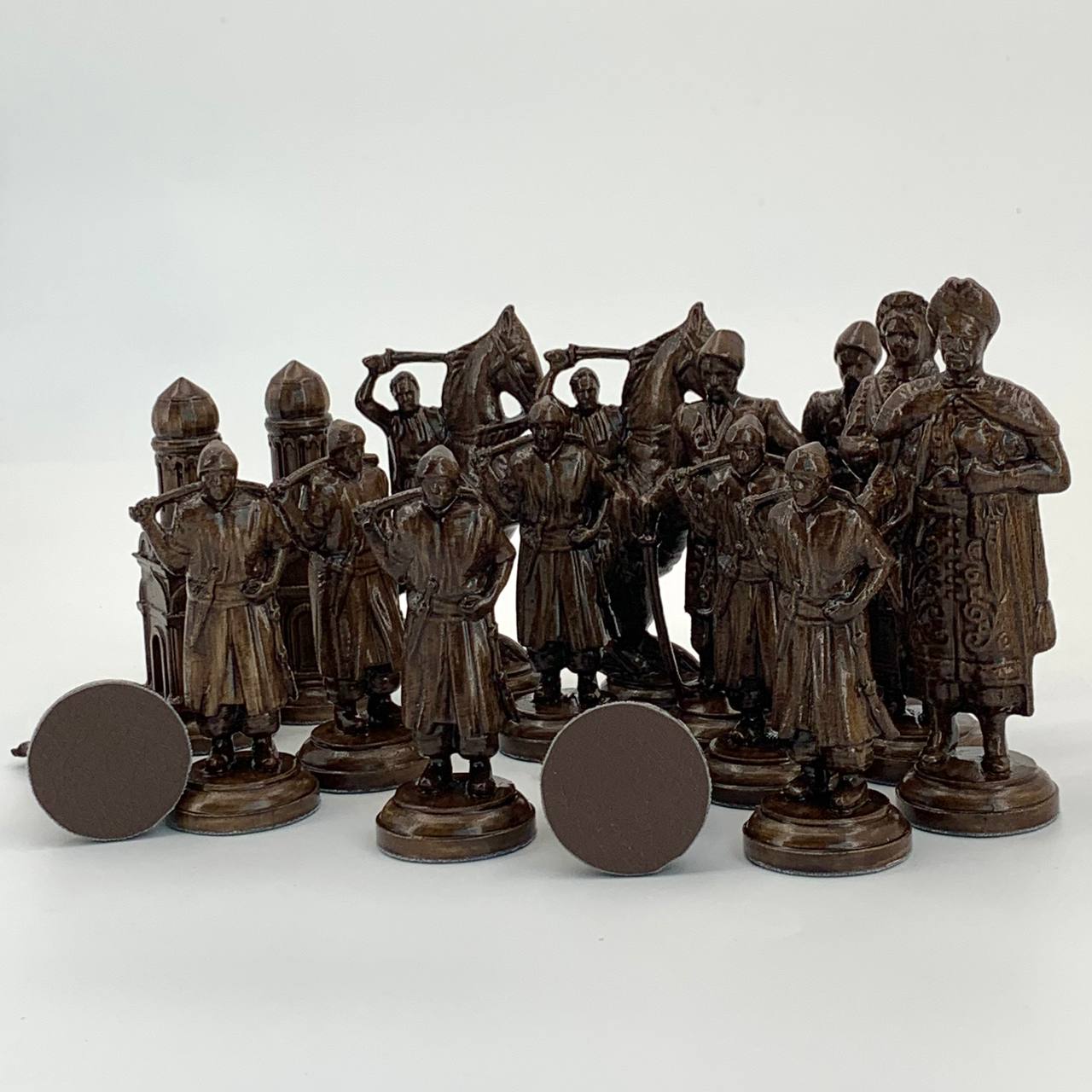 Collectible Cossack Army Chess Pieces - Set of wooden chess pieces